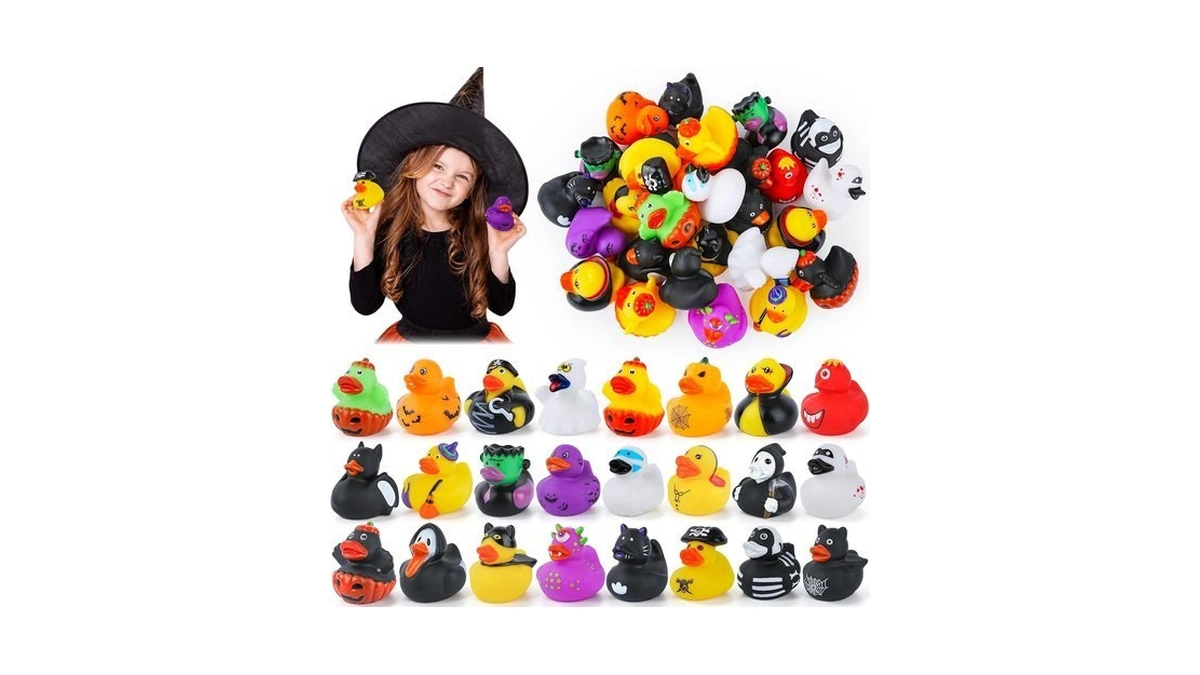 24 Halloween Rubber Ducks, Assorted Styles Party Favors Goodie Bag
