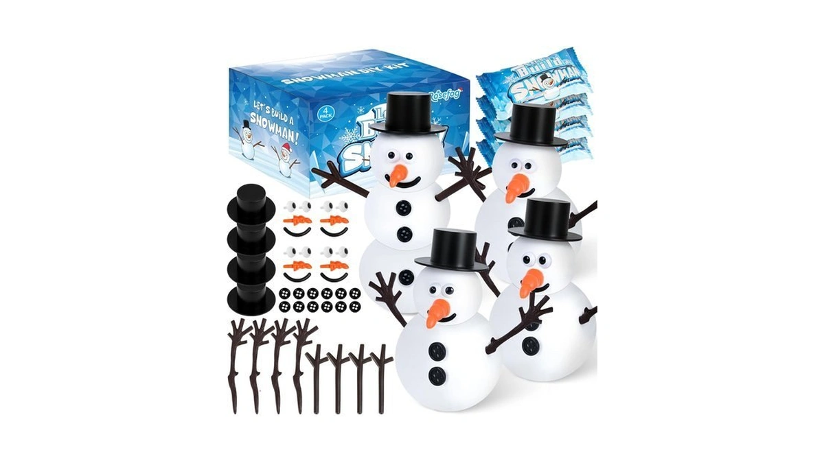 4 Pack Christmas Crafts, Air Dry Clay Snowman Kit For