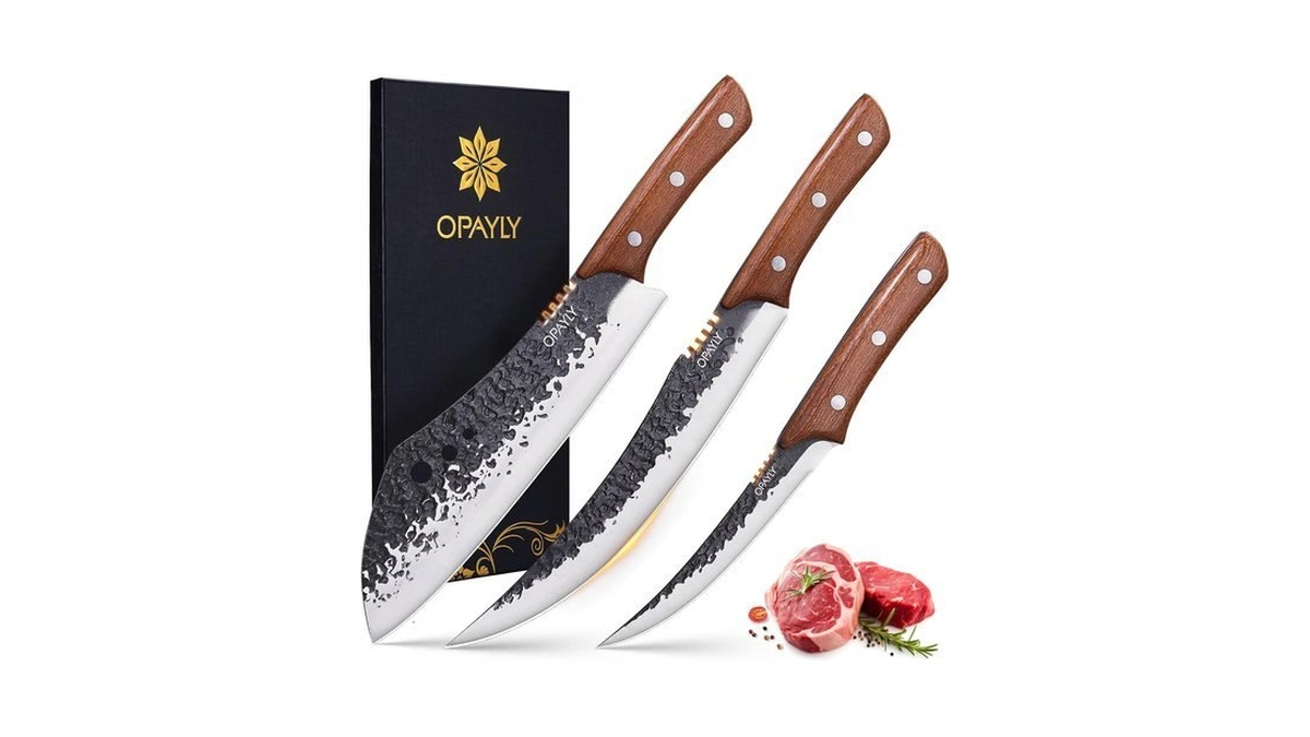 Opayly Hand-forged Butcher & Carving Knife Set For Meat Cutting,
