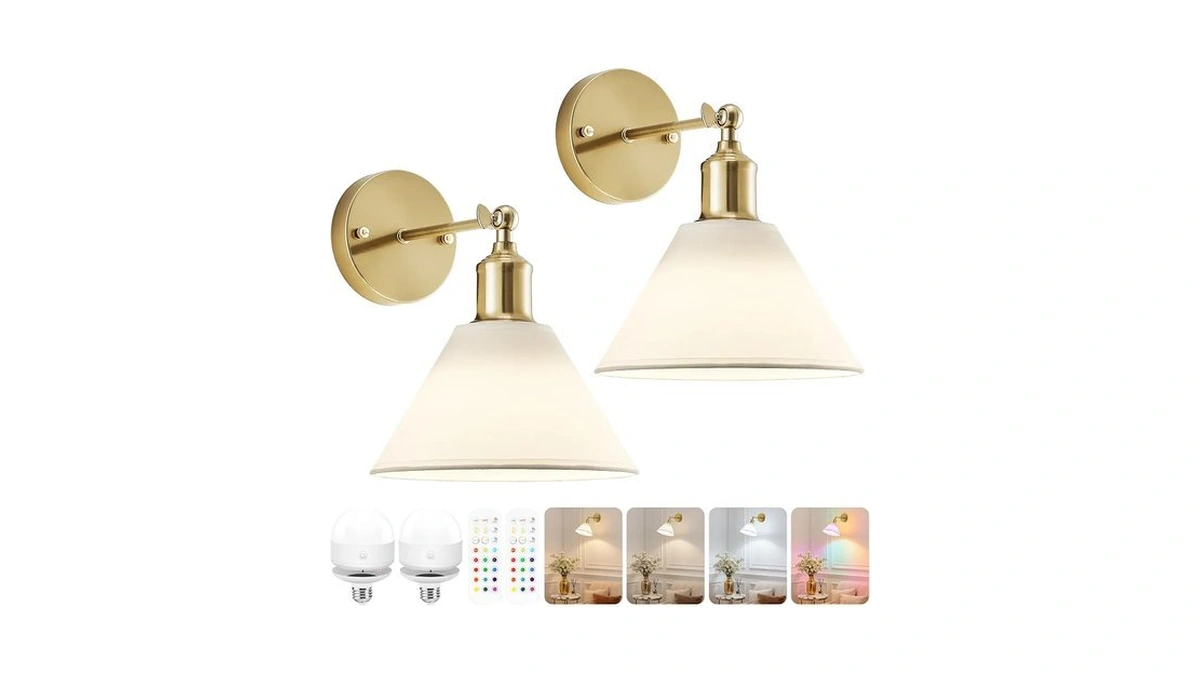 Hojoyri Gold Recharge Battery Operated Wall Sconces Set Of Two
