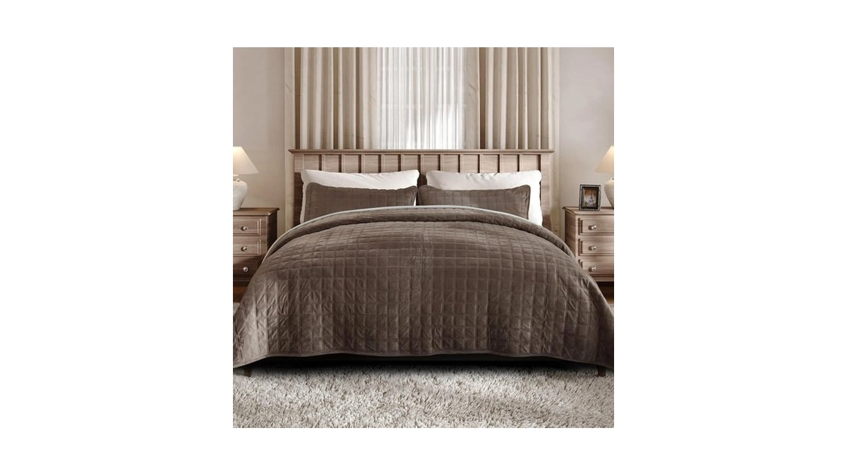 Fleeco Double-sided Velvet Queen Size Quilt Comforter Set, Reversible 92''x96''