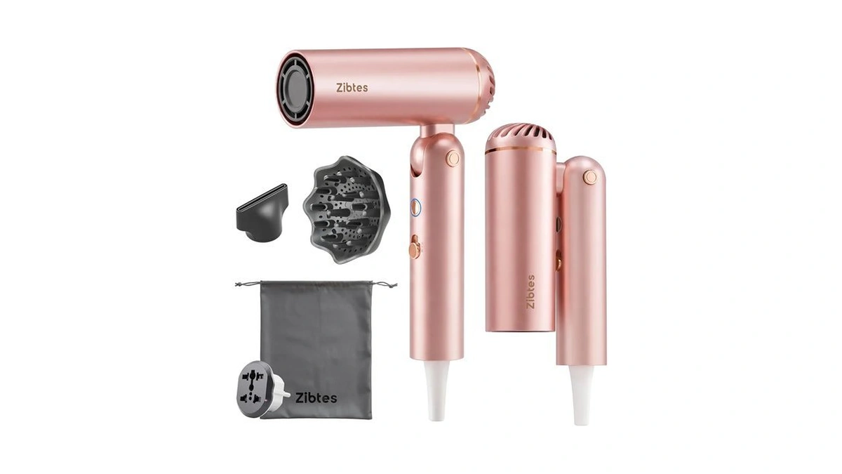 Dual Voltage Travel Hair Dryer With Diffuser, Ionic High-speed Blowdryer.