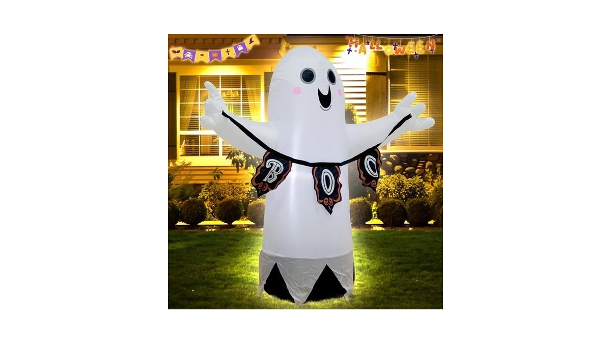 3.5ft White Ghost Halloween Inflatable Decor With Led Light