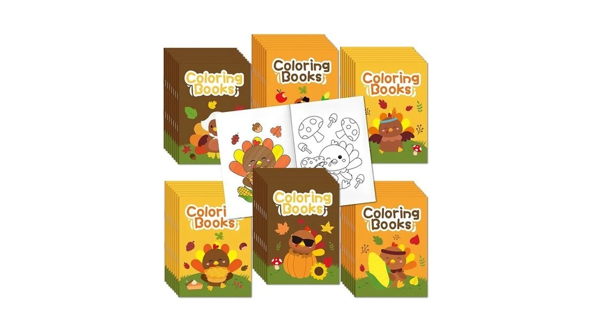 Angolio 24 Pcs Thanksgiving Turkey Coloring Books For Kids Bulk