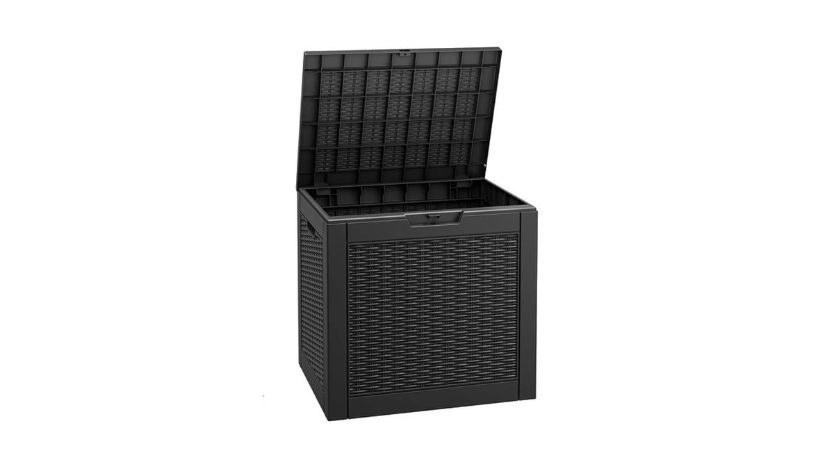 Fancyango 32 Gallon Outdoor Storage Deck Box Waterproof, Black