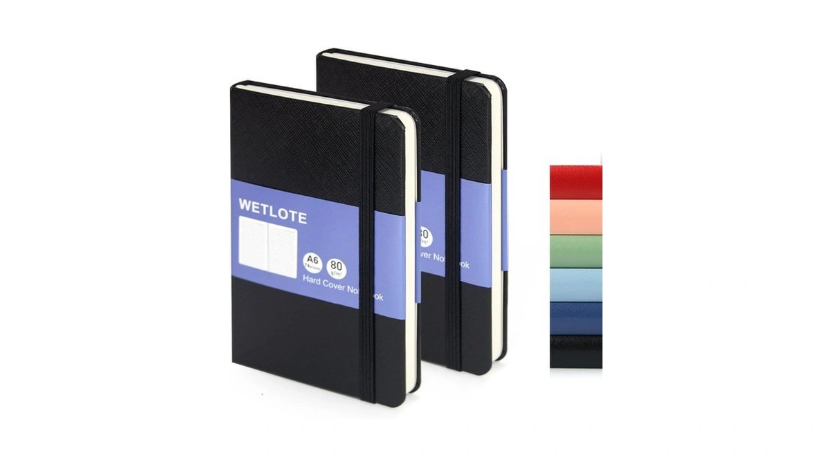Wetlote Leather Hardcover Lined Journal Notebook 2 Pack, A6 Pocket