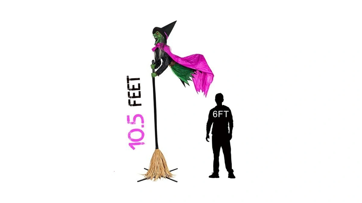 Halloween Decorations Outdoor – 10.5ft Animated Hovering Witch Animatronics With