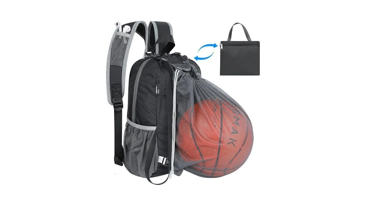 Basketball Backpack, Foldable Sports Backpack With Detachable Ball Holder