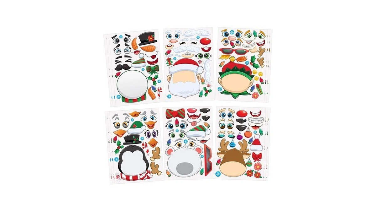 Joyin 24 Pcs Christmas Make-a-face Stickers, Make Your Own Characters