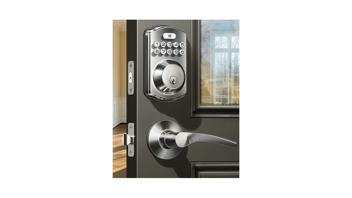 Veise Ks01b Keypad Door Lock With 2 Lever Handles Set,