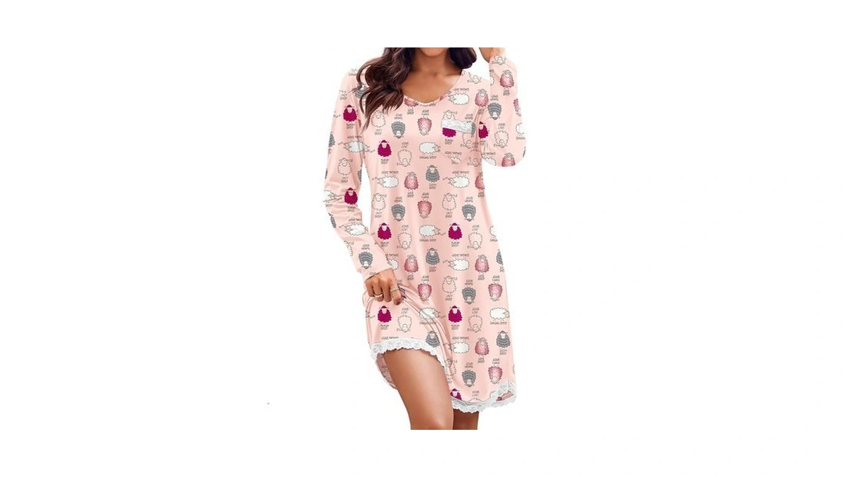 Ekouaer Womens Junior's Sleepshirt Tee Cotton Nightgown Nightshirt