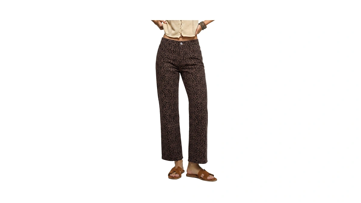 Luvamia Wide Leg Jeans Woman Trendy High Waisted Leopard Cheetah