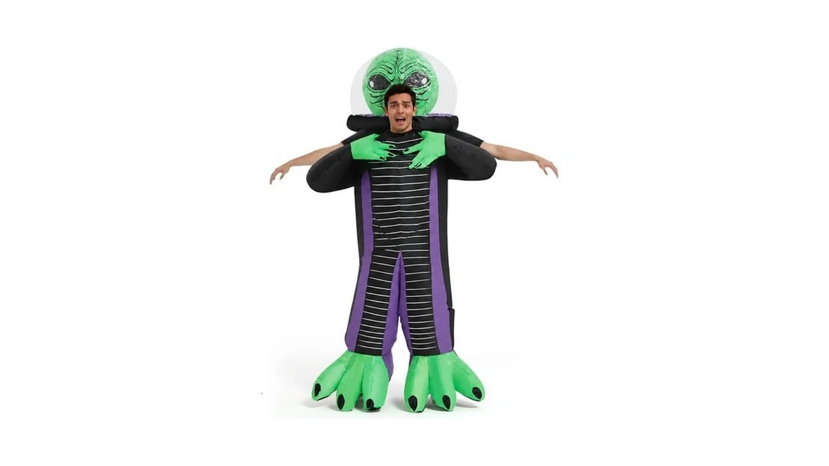Comin Inflatable Alien Choking Neck Costume For Adults Simulated Skin
