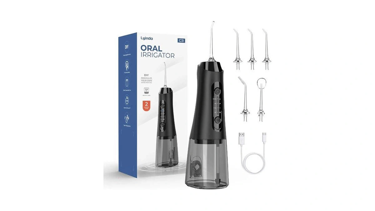 Lyinda Water Flosser, Cordless Oral Irrigator, 4 Modes, 320ml Tank,