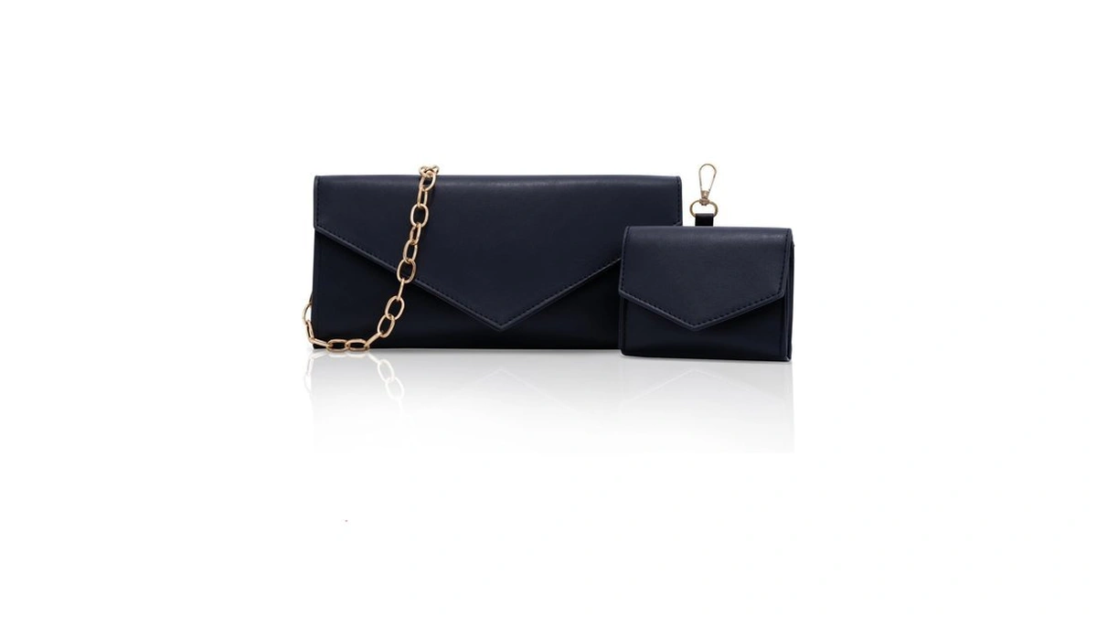 Larcenciel 2-piece Envelope Clutch Purse Set W/chain Strap & Matching