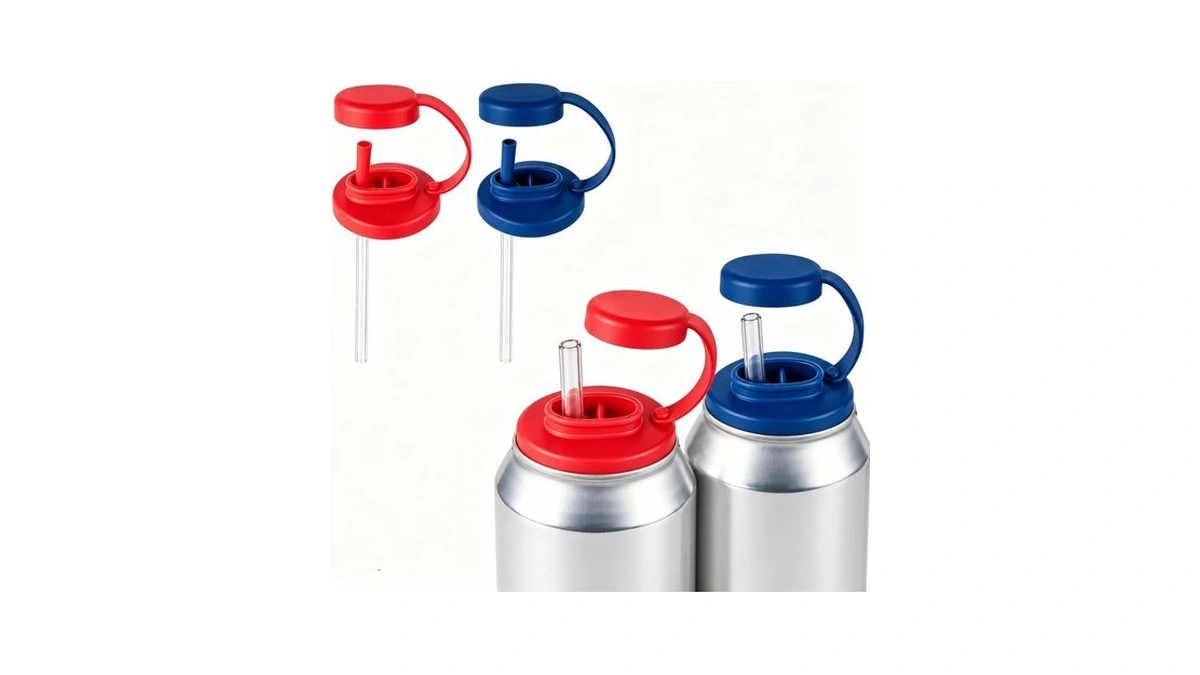 2 Pack Soda Can Lids With Silicone Straws, Bpa-free Reusable