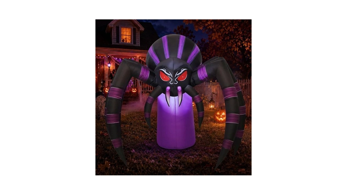 Goosh 7 Ft Long Halloween Inflatable Spider Outdoor Decoration With