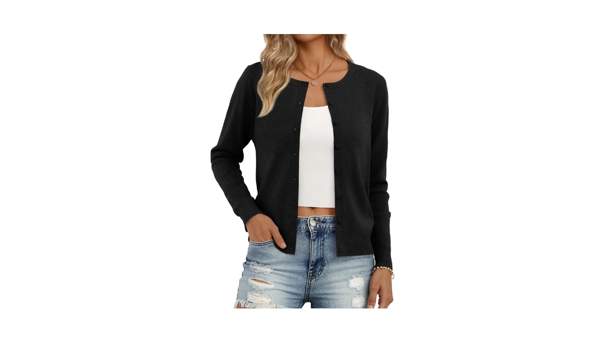 Trendy Queen Women's Lightweight Knit Cardigan Black Medium