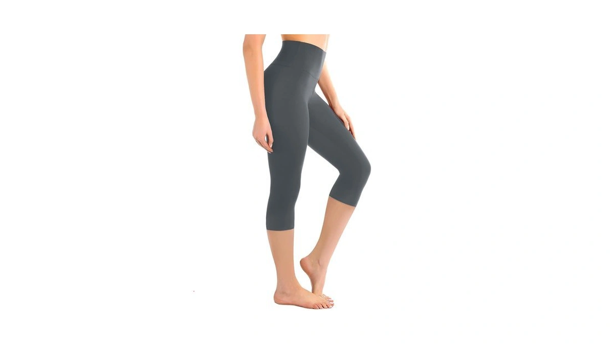 Leafigure High Waisted Capri Leggings For Women Grey Sm