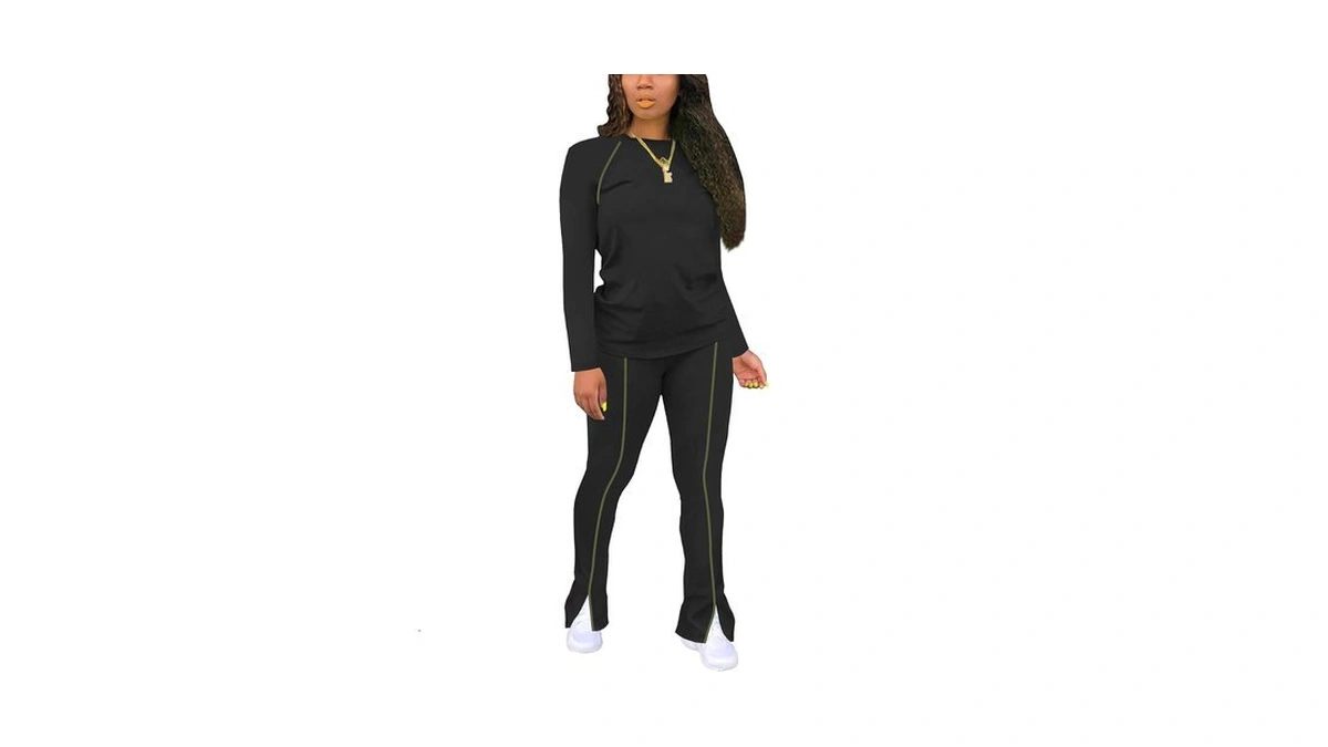 Stolkiss Women 2 Piece Outfits Striped Long Sleeve Top And