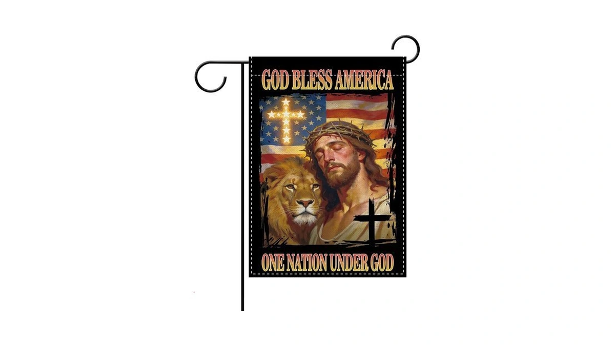 Dyrenson Patriotic Christian God Bless America Jesus Lion Decorative Garden