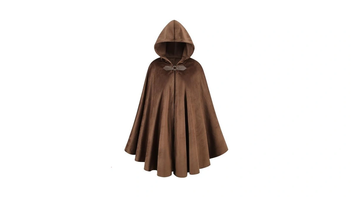 Adult Hooded Medieval Cloak Renaissance Cape For Halloween(brown,39")