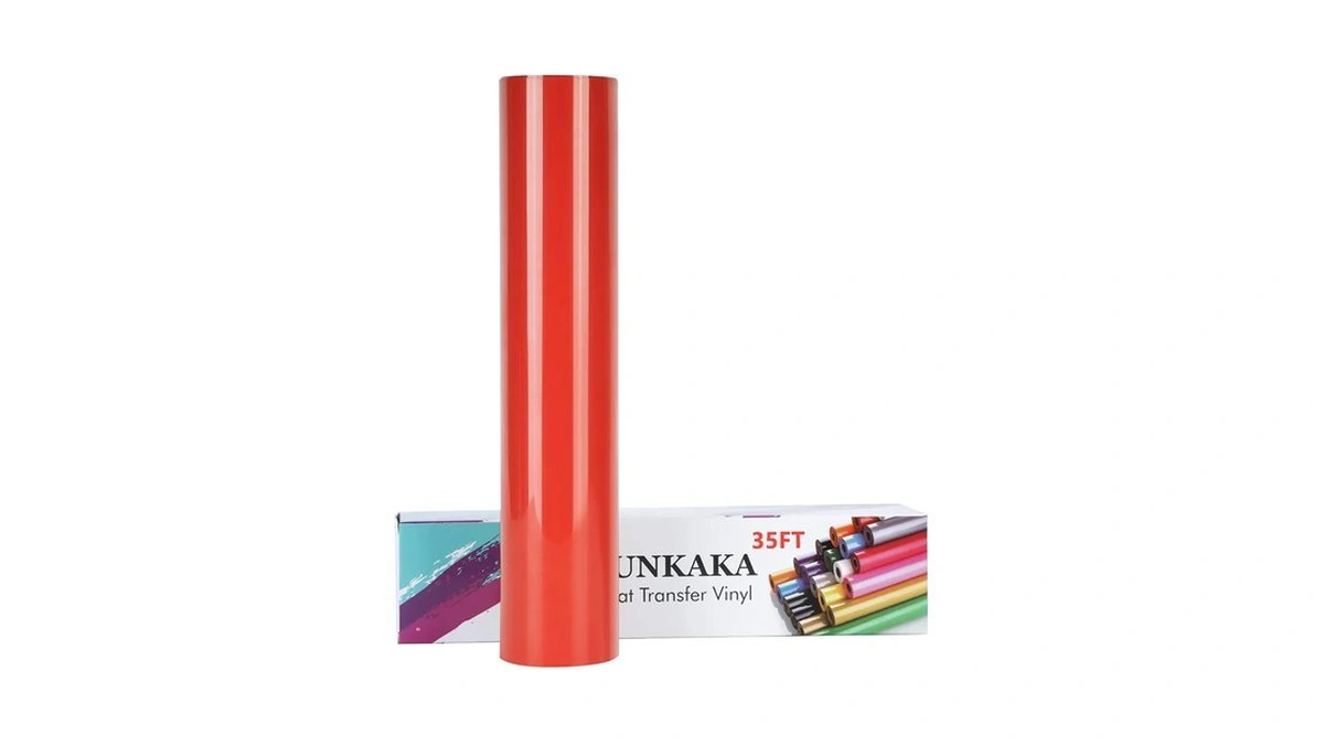 Funkaka Heat Transfer Vinyl Red Htv Rolls, 12" X 35ft