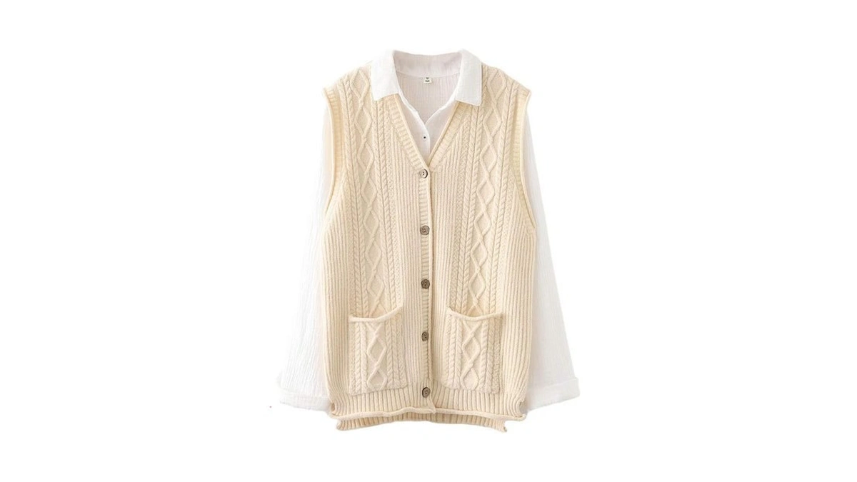 Ftcayanz Women's Sweater Vest Button Down Cable Knit Cardigan Outwear