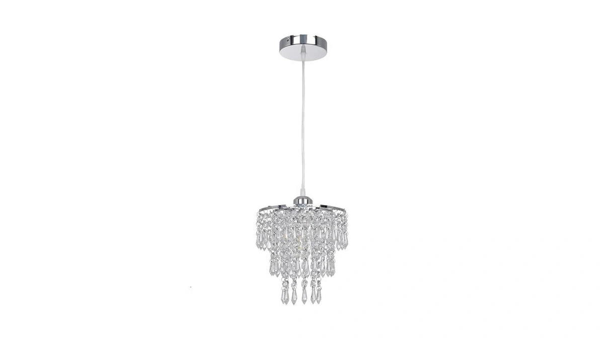 Frixchur Chrome Mini Crystal Chandelier, Pendant Light E26 Base 7.9