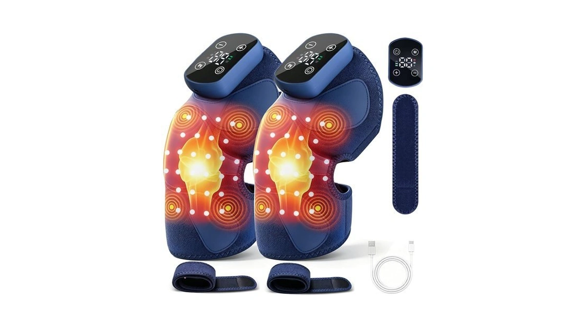 Cordless Knee Massager With Heat And 4 Motors Vibration For