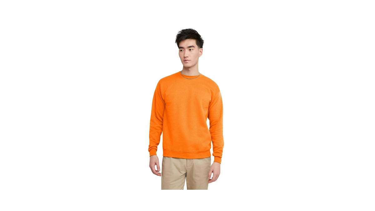 Hanes Men's Ecosmart Sweatshirt, Safety Orange, Large