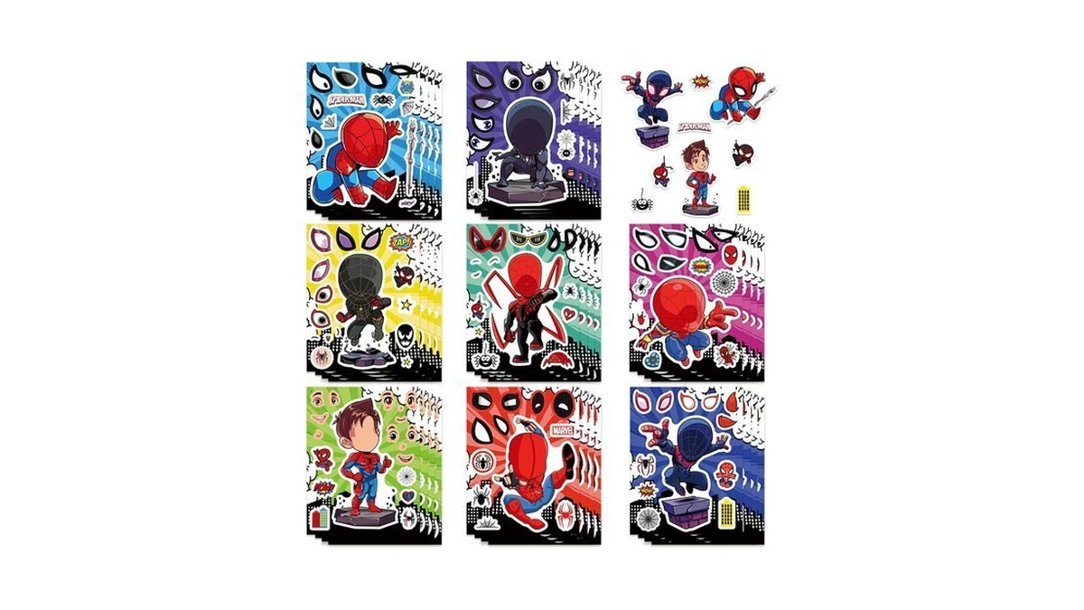 24sheets Make-a-face Cartoon Spider Man Sticker For Teens,make Your Own