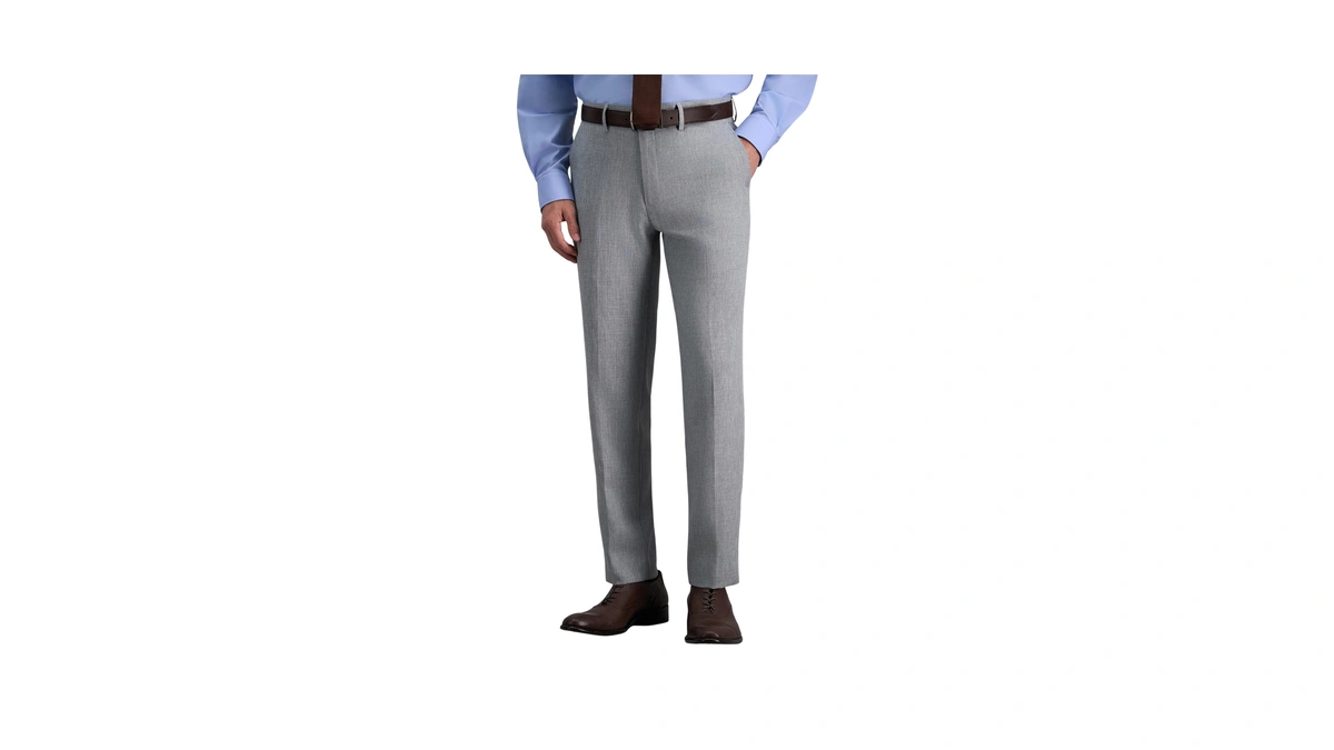 Haggar Men's Slim Fit Premium Comfort Dress Pant Light Grey