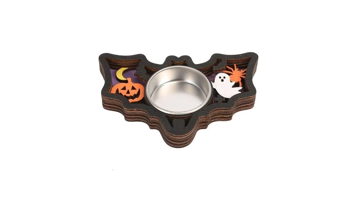 Halloween Candle Holder Bat Shaped Carving Halloween Decorations For Indoor