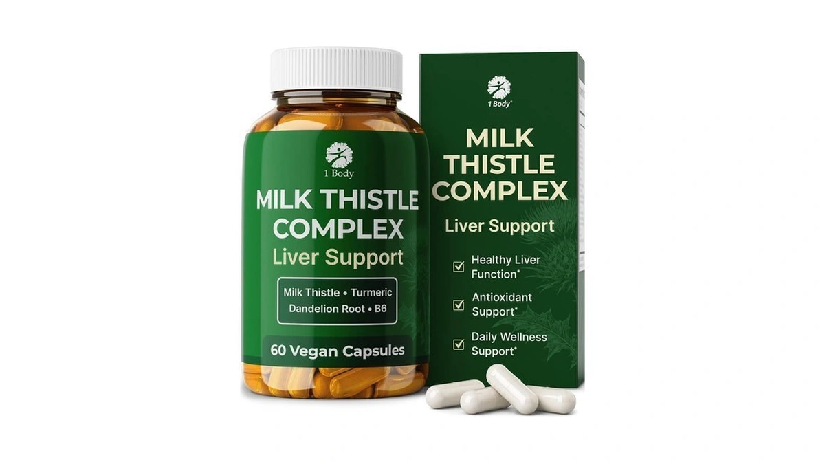 1 Body Milk Thistle Complex, Liver Support, 60 Vegan Capsules,