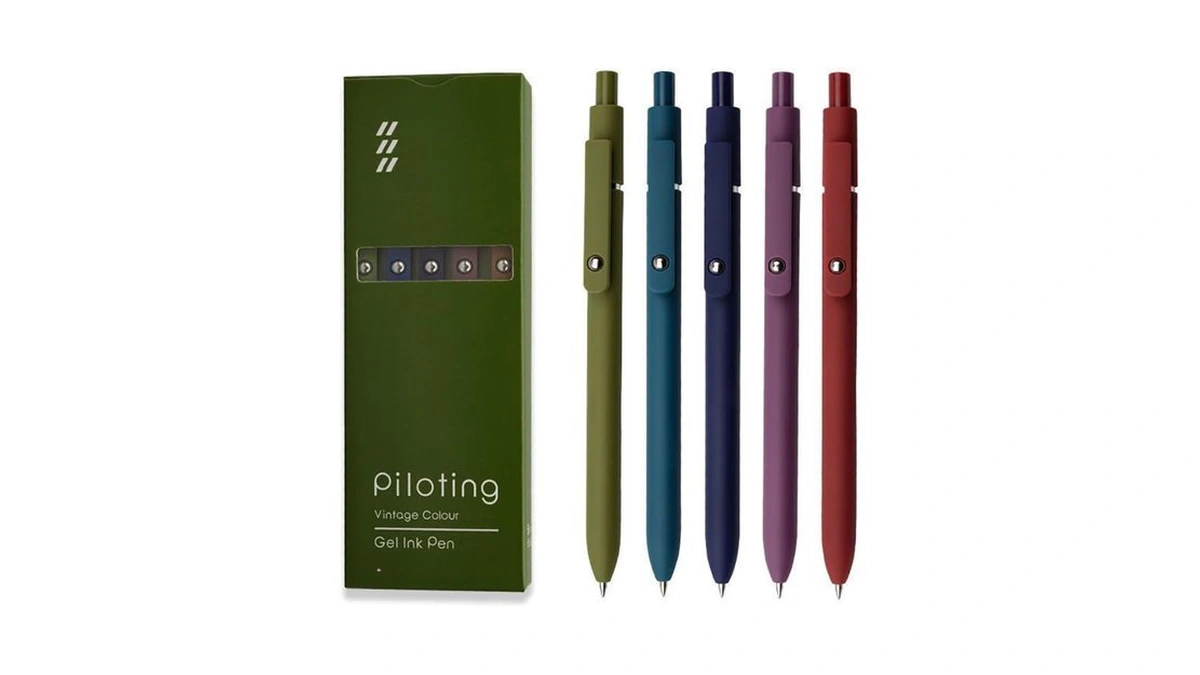 Gomoving 5 Pcs Gel Pens, Black Ink, Medium Point, Quick