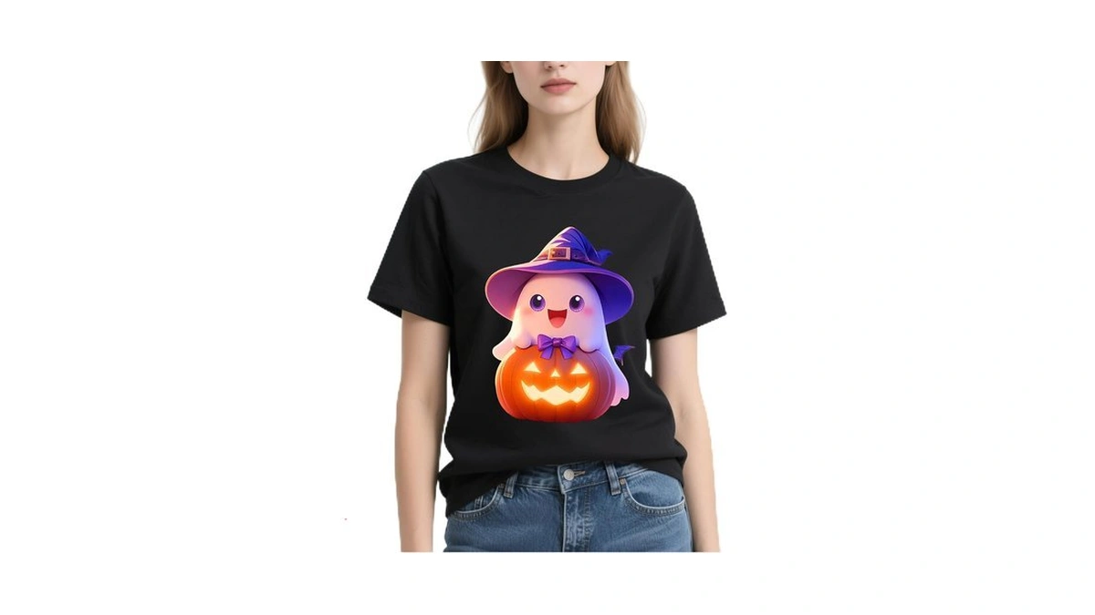 Irud Halloween Shirts For Women - Pumpkin Ghost Wizard Hat