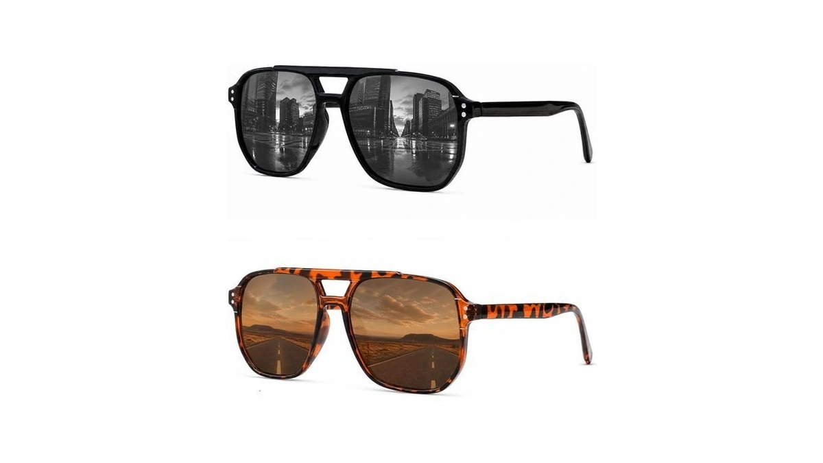 Uoobox Retro Square Aviator Sunglasses For Women And Men, Oversized