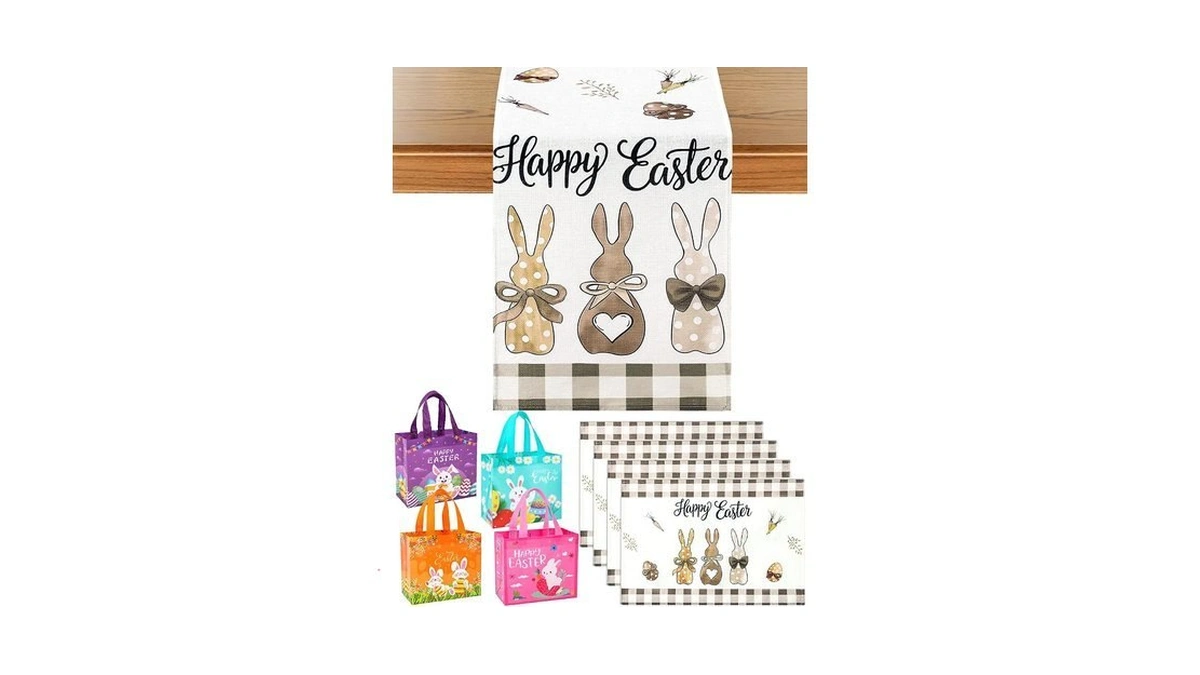 Multiwins Easter Table Runner Set With 4 Table Mats &
