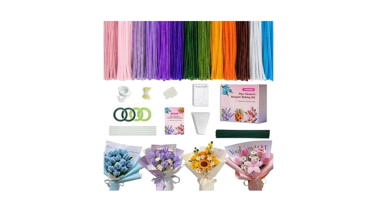 Lemosyu 850pcs Pipe Cleaner Flower Kit,24 Unique Flower Designs