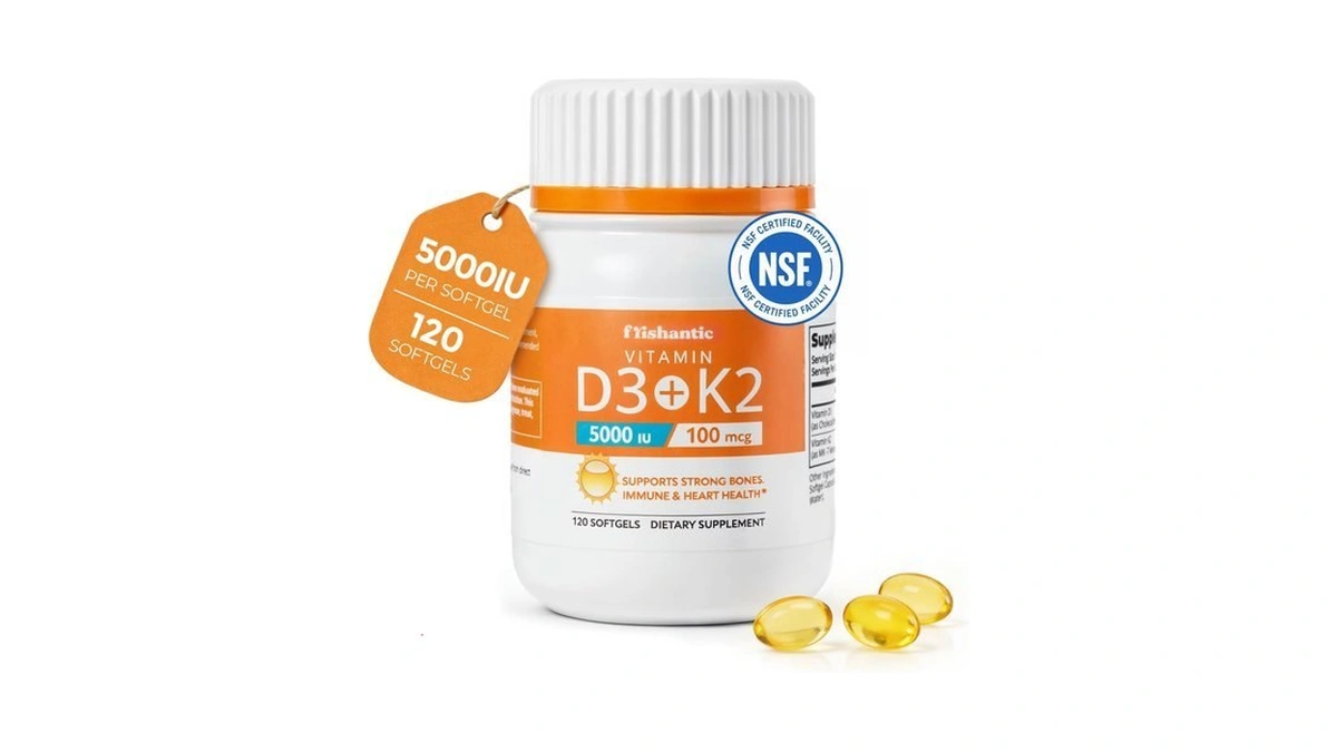 Frishantic Vitamin D3 K2 5000iu, Bone & Immune Support, 120