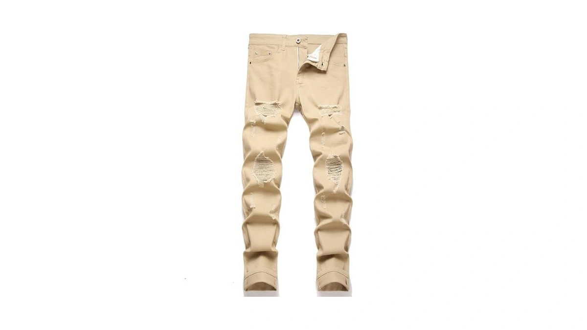Tmmmt Men's Fashion Washed Perforated Elastic Slim Fit Jeans(34, 8839