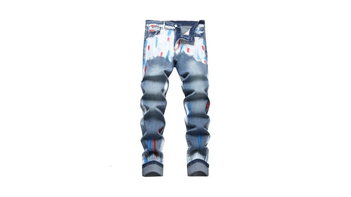 Mxcvycc Men's Ripped Stretch Jeans Distressed Regular Fit Jeans For