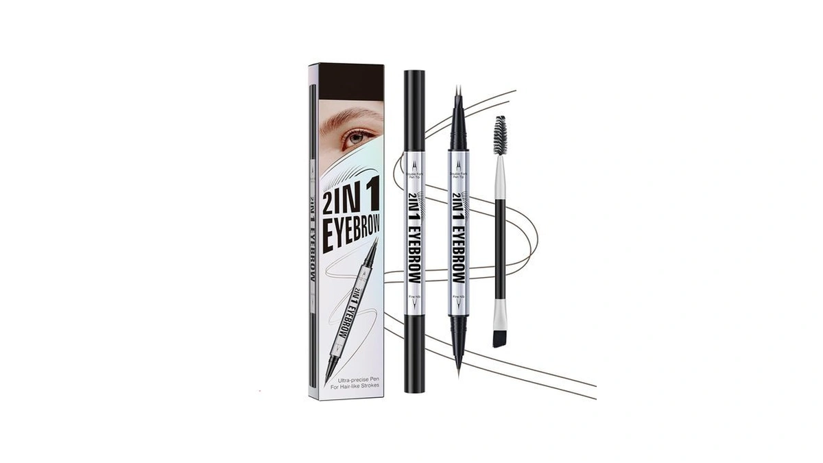 Wublsyan Eyebrow Pencil Curved Eyebrow Pen, Microblading Eyebrow Pen 2-in-1