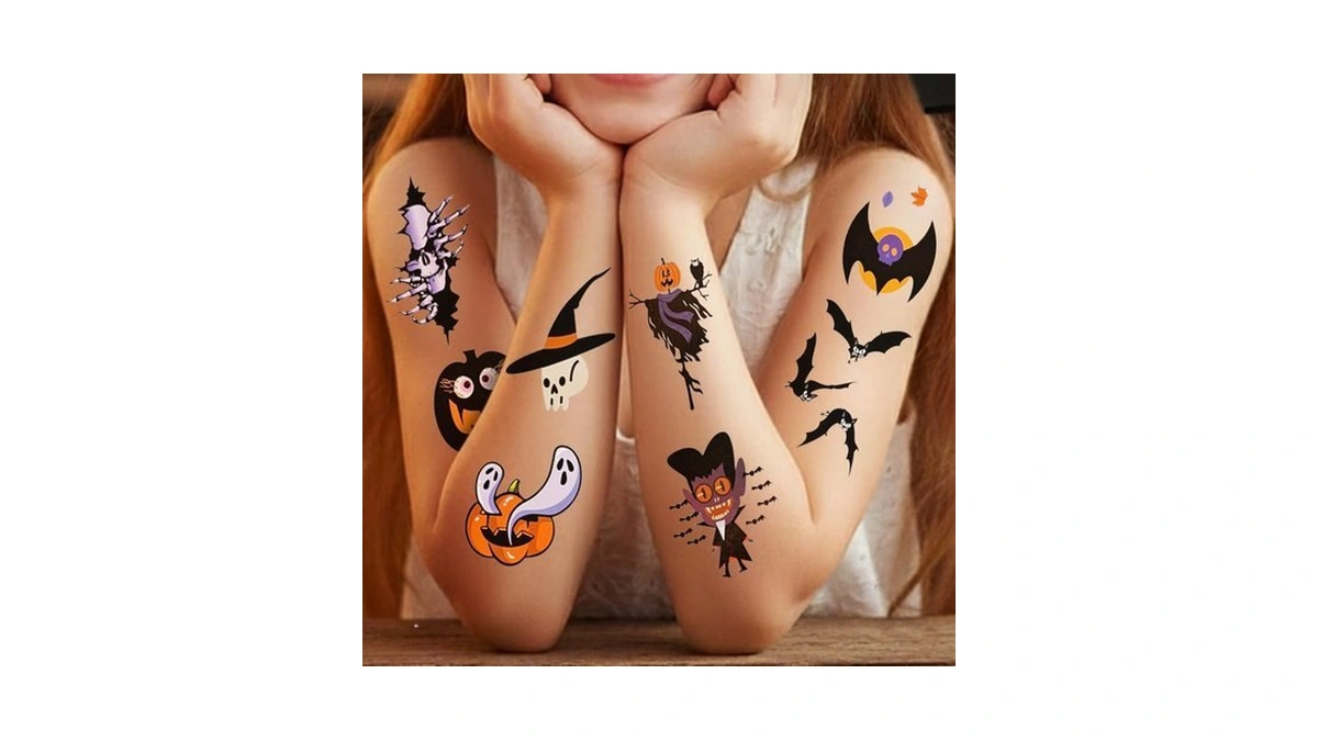 Halloween Temporary Tattoos For Kids, 30 Individual Sheets