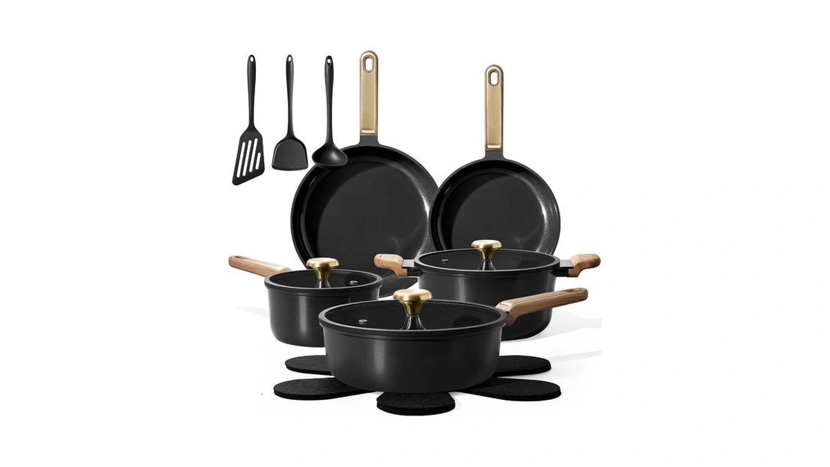Carote Ceramic Cookware Sets, Pots And Pans Set, 16pcs