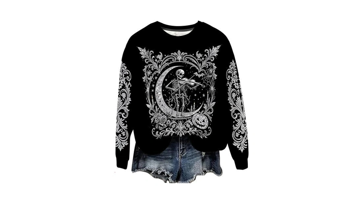 Plus Size Sweatshirt For Women Oversized Retro Halloween Graphic Sweatshirt