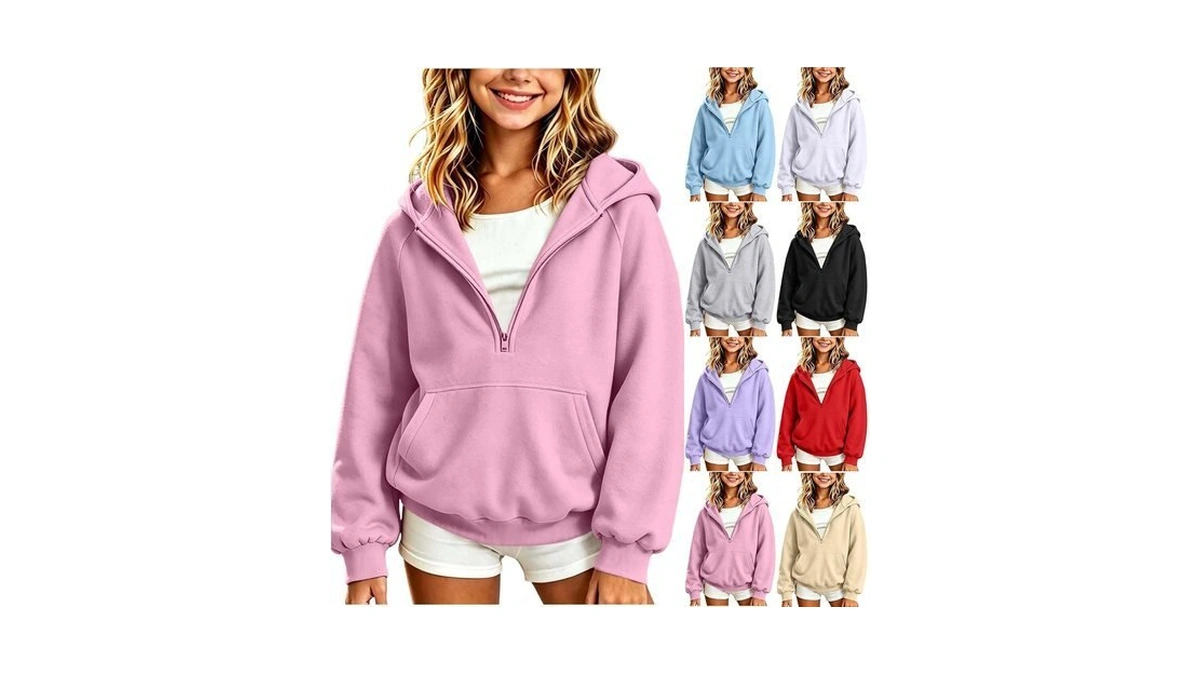 Kreyvox Girls Hoodies Kids Half Zip Hoodie Raglan Sleeve Hooded