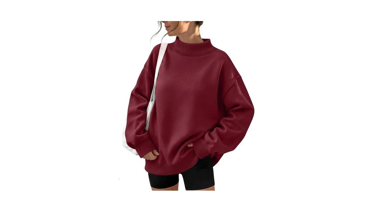 Womens Mock Neck Sweatshirt Oversized Fleece Y2k Pullover Sweatshirt