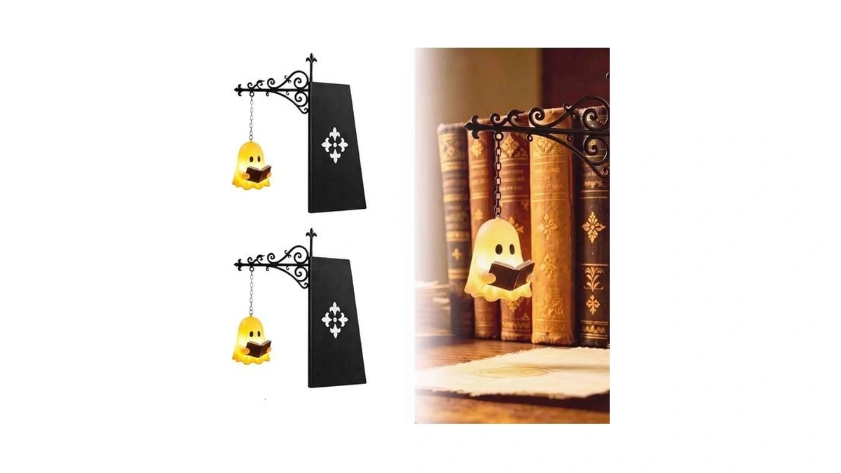 Library Lantern Mini Bookshelf Lamp, Bookend Hanging Warm Vintage Led